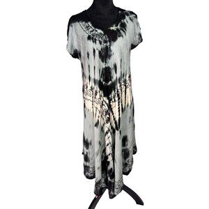 True Rock Whimsigoth Embroidered Tie Dye Maxi Dress One Size